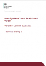 Investigation of novel SARS-CoV-2 variant: Variant of Concern 202012/01: Technical briefing 2